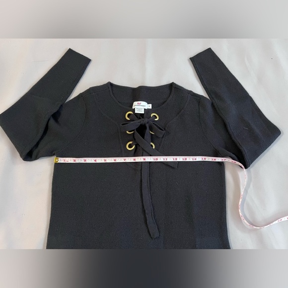 Vineyard Vines Women's Black Merino Wool Blend Lace-up Sweater Dress‎ - Sz Small - Picture 4 of 7